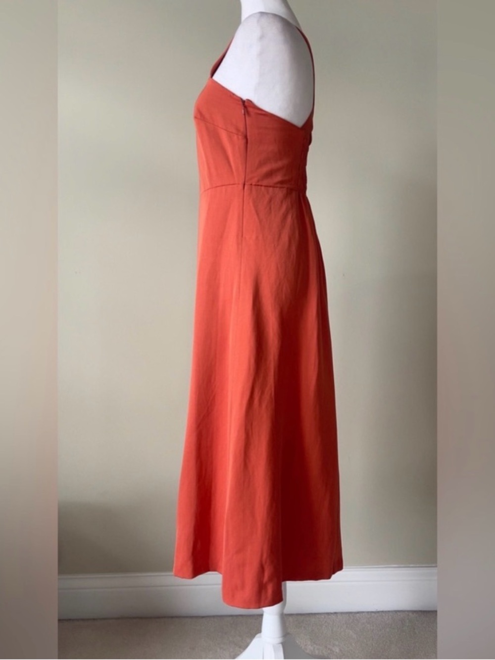 Theory for Anthropologie | Coral Square-Neck Midi Dress - Picture 3 of 8